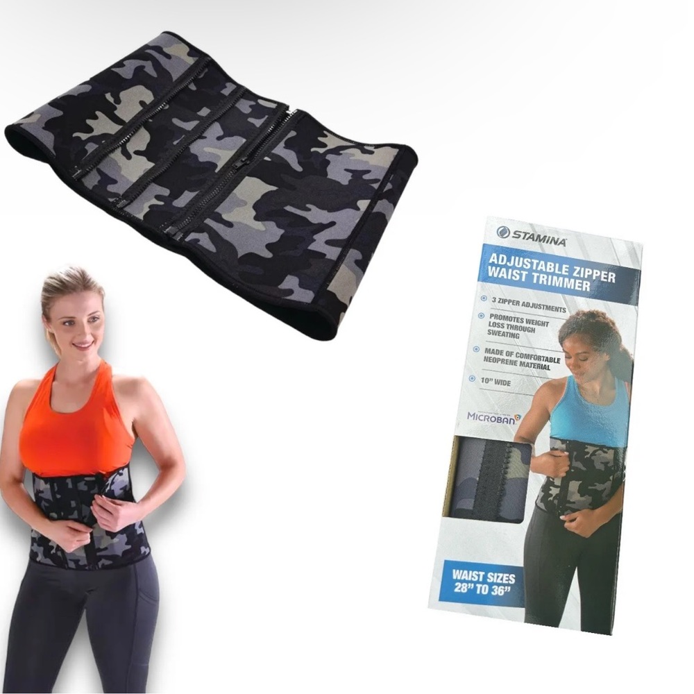 Adjustable Waist Trimmer 10” W 28” - 36” Camo Print Microban Neoprene 3 Zipper